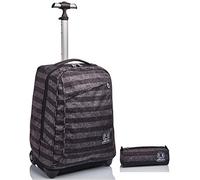 Kit scuola - TROLLEY Invicta 2 in 1 con Spallacci per uso Zaino + PORTAPENNE - Stripes
