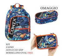 Kit scuola Zaino Comix Ultra Bright + astuccio 3zp + borsellino oval in omaggio