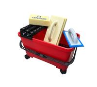 Kit secchio per lavaggio piastrelle da 24 l, 3 scomparti, con bordo per giunti, vassoio spugna e spugna idro