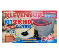 Kit Secchio Rotante Super Turbo con Centrifuga a Pedale, Mop Mocio Lava Pavimenti - Sistema Strizza&Sciacqua, Klevenmop