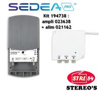Kit SEDEA Amplificatore Antenna 38 DB Uhf 21-48 Alimentatore 12 V/2 Vie LTE 700