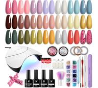 Kit Semipermanente Unghie con 36W UV/LED Lampada, Phoenixy 21 Colori Smalto Semipermanente con Top Base Coat, Kit Unghie Gel Completo