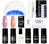 Kit Semipermanente Unghie Professionale, Kit Ricostruzione Unghie Gel Completo, Lampada Uv Led 48w, Smalto Unghie Primer, Base & Top Coat Semipermanente (Classico)