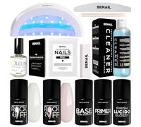 Kit Semipermanente Unghie Professionale, Kit Ricostruzione Unghie Gel Completo, Lampada Uv Led 48w, Smalto Unghie Primer, Base & Top Coat Semipermanente (Lattiginoso)
