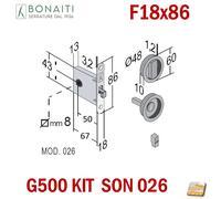 KIT SERRATURA EASY GANCIO PER PORTA SCORREVOLE BONAITI G500 Frontale 18x86