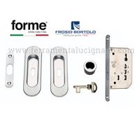 KIT SERRATURA PER PORTA SCORREVOLE PORTE A SCRIGNO CROMO SATINATO NICCHIA OVALE