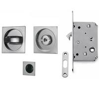 KIT SERRATURA QUADRO PER PORTE SCORREVOLI col. Cromo satinato