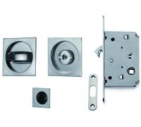 Kit Serratura Quadro per Porte Scorrevoli Colore Cromo Satinato