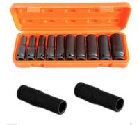 KIT SET 10 BUSSOLE 1/2" ESAGONALI PER AVVITATORE PISTOLA PNEUMATICA DA 10 A 24MM