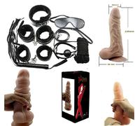 KIT SET 8 pz. NERO BONDAGE + DILDO SUPER REALISTICO A VENTOSA sex toy