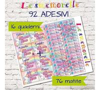 Kit Set 90 Etichette Adesive personalizzate con nome e ''BABY UNICORN'' materie per bambini a scuola asilo ed elementari, Adesivi per Materiale scolastico, Quaderni, Matite, Penne