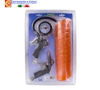 Kit Set Accessori per Compressore Aria Compressa 3pz Tubo Pistola Gonfiaggio Sof