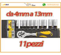 KIT SET CHIAVI A BUSSOLA ESAG. ATTACCO 1/4'' SERIE 11 PEZZI CHIAVE A CRICCHETTO