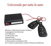 KIT SET CHIUSURA CENTRALIZZATA PORTA 2 TELECOMANDI UNIVERSALE CENTRALINA AUTO