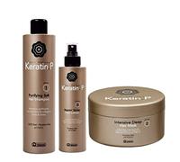 Kit Set completo trattamento capelli ristrutturante Keratin P Biacre' Shampoo + Maschera + Lozione spray