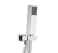 Kit Set Doccia Ottone Cromato Completo di Supporto Presa Acqua Con Flessibile E Doccetta Quadro - CONFEZIONE: 3 pz.