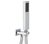 Kit Set Doccia Ottone Cromato Completo di Supporto Presa Acqua Con Flessibile E Doccetta Rettangolare - CONFEZIONE: 3 pz.