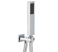 Kit Set Doccia Ottone Cromato Completo di Supporto Presa Acqua Con Flessibile E Doccetta Rettangolare - CONFEZIONE: 1 pz.