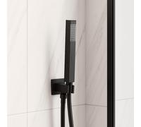 Kit Set Doccia Ottone Nero Opaco Con Supporto Presa Acqua Quadro - : , CONFEZIONE: 1 pz.