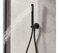 Kit Set Doccia Ottone Nero Opaco Con Supporto Presa Acqua Tondo Ogomondo - : , CONFEZIONE: 1 pz.