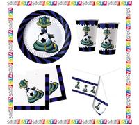 Kit Set Festa di Compleanno Nero Azzurro Bimbo Bambino Sibilo Party X8