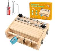 Kit Set Giocattolo Cacciavite Bambini - Giocattolo Educativo In Legno, Gioco Abilità Motoria | Set Apprendimento Con Chiave E Serratura Per Età 3 5 Anni, Attività Scuola Casa Viaggio Aereo