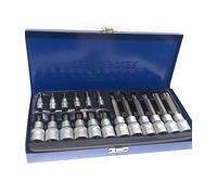 KIT SET INSERTI CHIAVI 19 PEZZI BUSSOLE CHIAVI TORX MASCHI 1/4" 1/2" IN VALIGIA