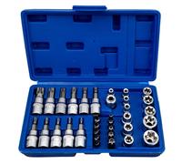 Kit Set inserti chiavi bussole TORX attacco 1/4" 3/8'' 34 pz T10 - T60 E5 - E20