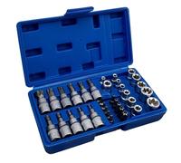 Kit Set inserti chiavi chiave bussole TORX attacco 1/4"3/8'' 34pz T10 T60 E5 E20