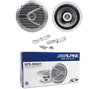 KIT SET PER ALPINE SPS-M601 2 altoparlanti coassiali a 2 vie marini, da 16,5 cm 165 mm 6,5" impermeabili water proof 35 watt rms 110 watt max 4 ohm, piscina barca mare, a coppia + accessori omaggio