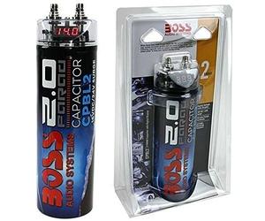 KIT SET PER BOSS AUDIO SYSTEMS CPBL2 1 condensatore 2 farad impianti fino a 2000 watt rms 1 2 3 4 5 10 capacitor con accensione cavo remote spl auto nero, 1 pezzo