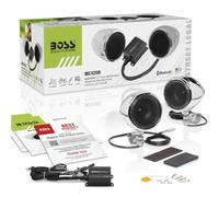 KIT SET PER BOSS AUDIO SYSTEMS MC420B, con amplificatore full-range e 2 diffusori cromati da 7,6 cm 76 mm 3", per moto, motocicletta, weatherproof, 1 kit