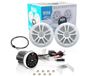 KIT SET PER BOSS AUDIO SYSTEMS MCKGB350W.6 1 kit marino con ricevitore AM/FM bluetooth waterproof, una coppia di altoparlanti MR6W da 16,5 cm 6,5" 90 watt rms 180 watt max e una dipole antenna, 1 kit