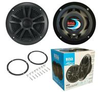 KIT SET PER BOSS AUDIO SYSTEMS MR6B 2 altoparlanti marini doppio cono 6,5" 16,50 cm 165 mm, 90 watt rms 180 watt max, impermeabili, neri, a coppia + accessori