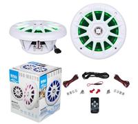 KIT SET PER BOSS AUDIO SYSTEMS MRGB55W 2 altoparlanti marini coassiali a 2 vie da 5,25" 13,3 cm, 75 watt rms 150 watt max, 4 ohm, impermeabili, con led rgb, a coppia + telecomando omaggio