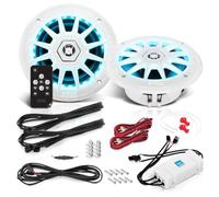 KIT SET PER BOSS AUDIO SYSTEMS MRGB65 2 altoparlanti marini full range a 2 vie da 6,5" 16,5 cm 165 mm, 100 watt rms 200 watt max, 4 ohm, impermeabili, con led rgb, a coppia + telecomando