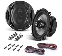 KIT SET PER BOSS AUDIO SYSTEMS NX524 2 altoparlanti coassiali a 4 vie 5,25" 13 cm, 150 watt rms 300 watt max, 4 ohm, 83 db, con sospensione in gomma, a coppia + cavi di installazione omaggio