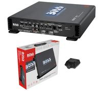 KIT SET PER BOSS AUDIO SYSTEMS RIOT R2504, amplificatore multicanale, 4 canali, 1000 watt max, full range b, con bass boost, per auto, 1 pezzo + controllo remoto omaggio