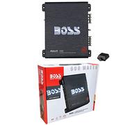 KIT SET PER BOSS AUDIO SYSTEMS RIOT R3002, 1 amplificatore stereofonico 2 canali 600 watt max, classe a/b, con bass boost e remote per subwoofer incluso, 1 pezzo