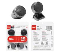 KIT SET PER BOSS AUDIO SYSTEMS TW18 TW 18, 2 tweeter da 3,7 cm 37 mm di diametro, da 100 watt rms 200 watt max, 4 ohm, profondità 1,2 cm, per auto, a coppia