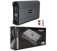KIT SET PER EXCALIBUR X4100.4 1 amplificatore 4 canali, 2400 watt max, 4 x 300 watt a 2 ohm, bass boost 0/+12 db spl, bagagliaio, per auto, 1 pezzo + accessori