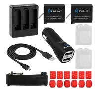 KIT SET PER GOPRO HERO 4 2 BATTERIE+ CARICA AUTO SLIT+ DESKTOP 2P+CAVO USB PU36B