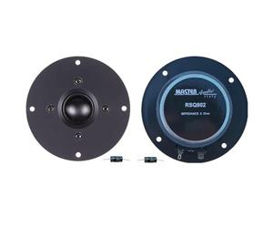KIT SET PER MASTER AUDIO RSQ802, 2 dome tweeter a cupola, 100 watt rms 200 watt max, da 10 cm 4", impedenza 8 ohm, bobina da 25 mm, ultra slim, per casa, neri, a coppia + condensatori omaggio