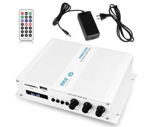 KIT SET PER PYLE PFMRA450BW 1 amplificatore marino a 4 canali 4 x 100 watt max, waterproof, bluetooth 2.1, per piscina, imbarcazioni, barca, bianco, 1 pezzo + accessori omaggio