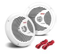 KIT SET PER PYLE PLMR80W, 2 diffusori a doppio cono da 8" 24,4 cm 244 mm, 90 watt rms e 180 watt max, impermeabili, per mare, piscina, barca, hotel, bianchi, a coppia + cavi omaggio