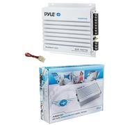 KIT SET PER PYLE PLMRA410BT 1 amplificatore marino a 4 canali, classe ab, 4 x 100 watt max, waterproof, connettività bluetooth 2.1, per piscina, imbarcazioni, barca, 1 pezzo + cavi omaggio