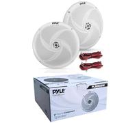 KIT SET PER PYLE PLMRS8W, 2 altoparlanti full range a 2 vie, nautici, marini, 8" 23,9 cm 239 mm, 160 watt rms 320 watt max, 4 ohm, impermeabili, barca, bianchi, a coppia + cavi omaggio