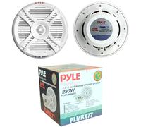 KIT SET PER PYLE PLMRX77 2 altoparlanti bianchi a 2 vie marini, 140 watt rms 280 watt max, 19,4 cm 194 mm 7,7", impermeabili, ottimi per piscina, barca, ristorante hotel pub disco, a coppia
