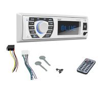 KIT SET PER PYLE PLRMR23BTW, autoradio 1 din, ricevitore am/fm, stereo, aux/usb/mp3/wma, con bluetooth, marino, per barca, gommone, 1 pezzo + accessori omaggio