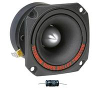 KIT SET PER PYRAMID TW44 1 super tweeter nero al titanio driver da 8 cm x 8 cm, 150 watt rms 300 watt max, per porte portiere sportelli auto, per gare spl, 1 pezzo + condensatore omaggio